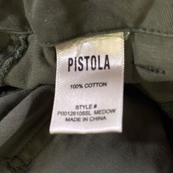 PISTOLA Etta Khaki Green Twill Cotton Contemporary Curved Leg Utility Shorts 26 - Picture 8 of 13